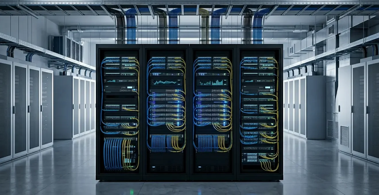Architecture de switch cœur de réseau en configuration redondante avec interconnexions multiples dans un data center moderne