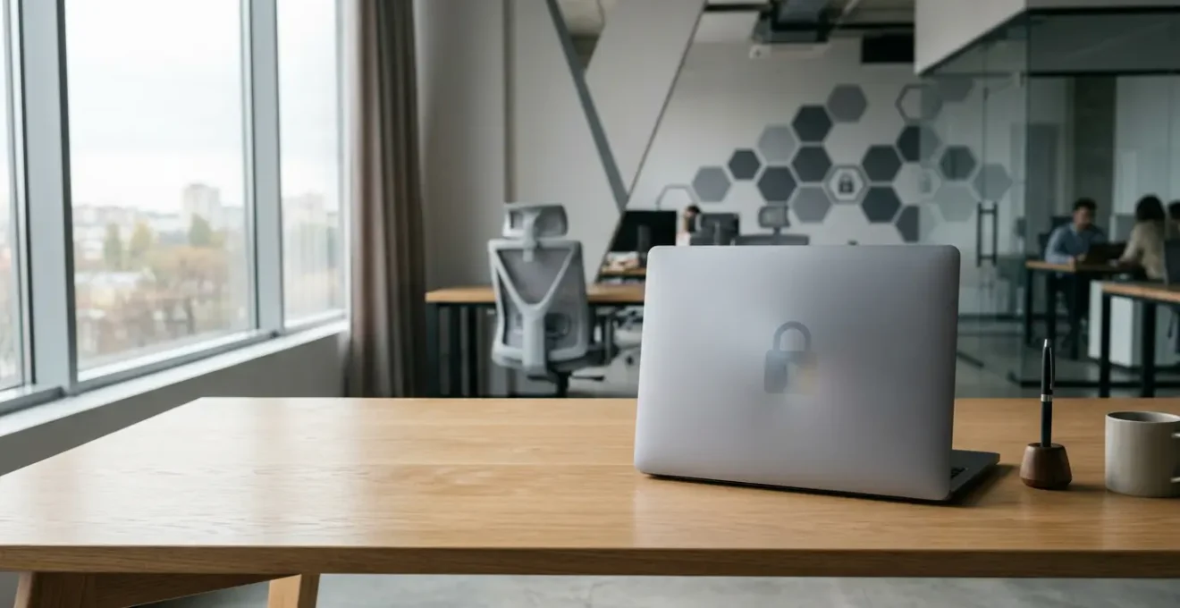 Ordinateur portable en environnement sécurisé avec protection visuelle des données