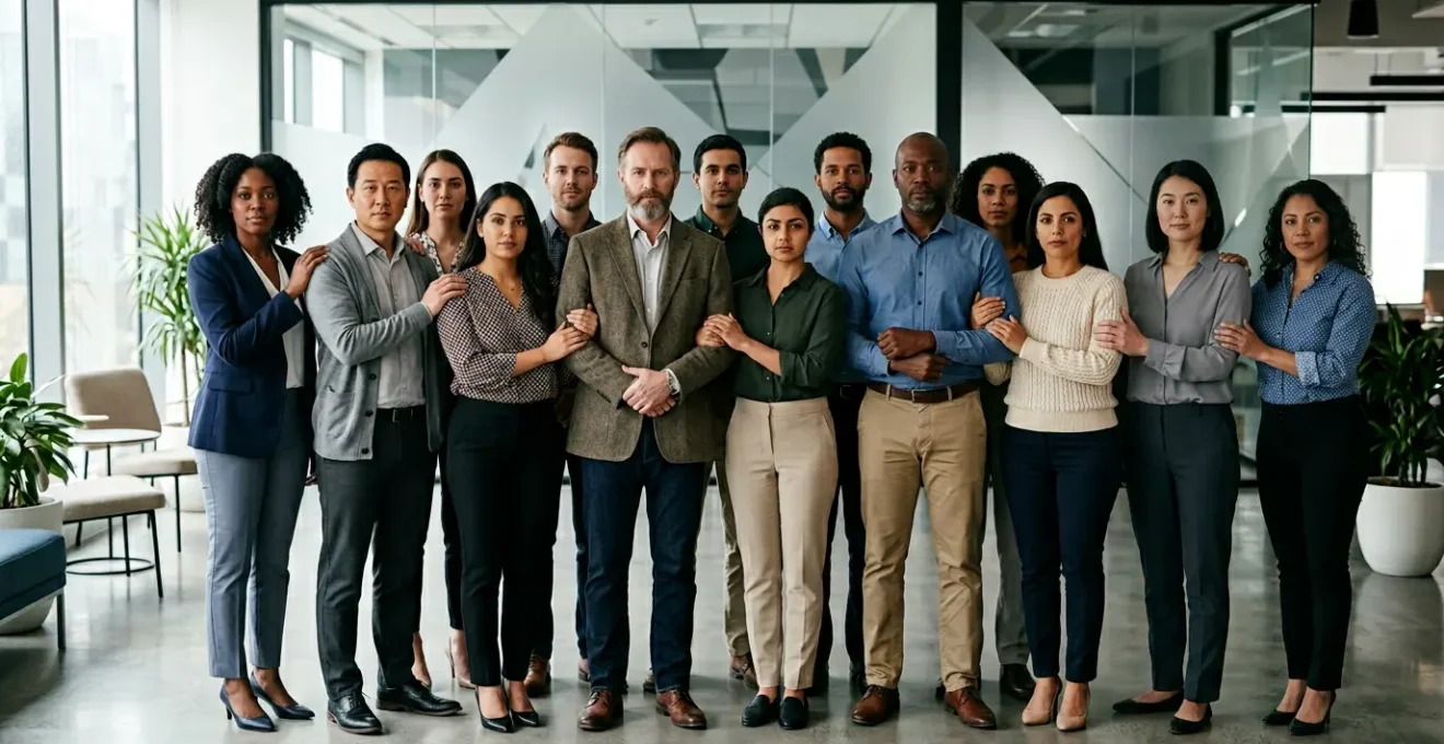 Équipe d'employés formés représentant un bouclier humain contre les menaces cyber