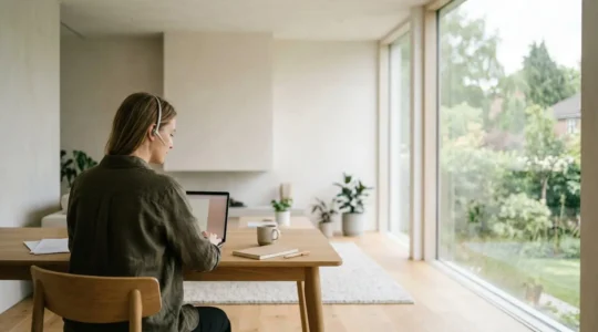 Environnement de télétravail moderne avec technologie de communication unifiée