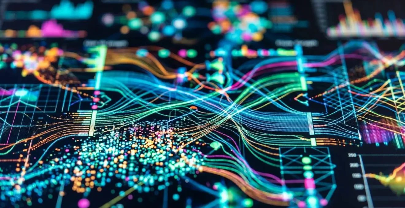 Gros plan sur analyse de données réseau avec graphiques de performance