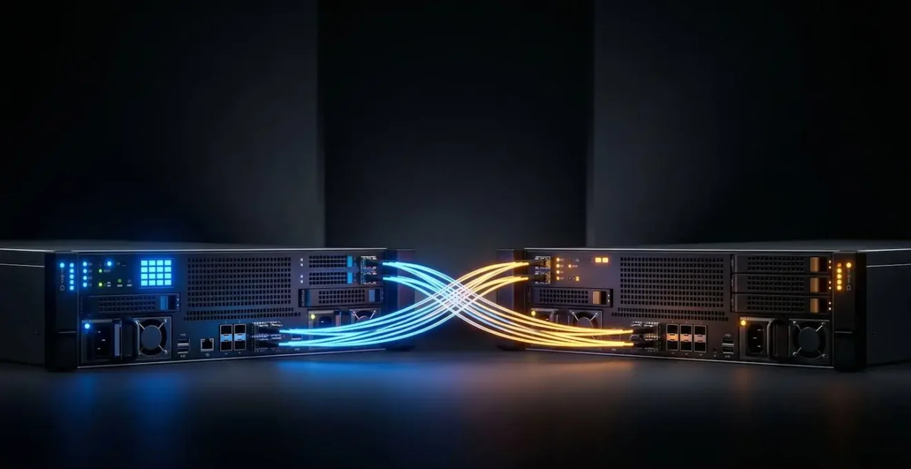 Schéma montrant deux serveurs de base de données en configuration cluster avec réplication