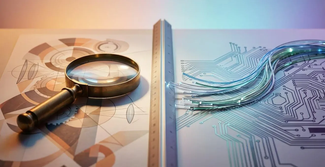 Composition symbolique montrant deux approches technologiques différentes pour le traitement automatisé des documents