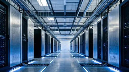 Vue moderne d'un datacenter hyperconvergé avec des nœuds modulaires interconnectés
